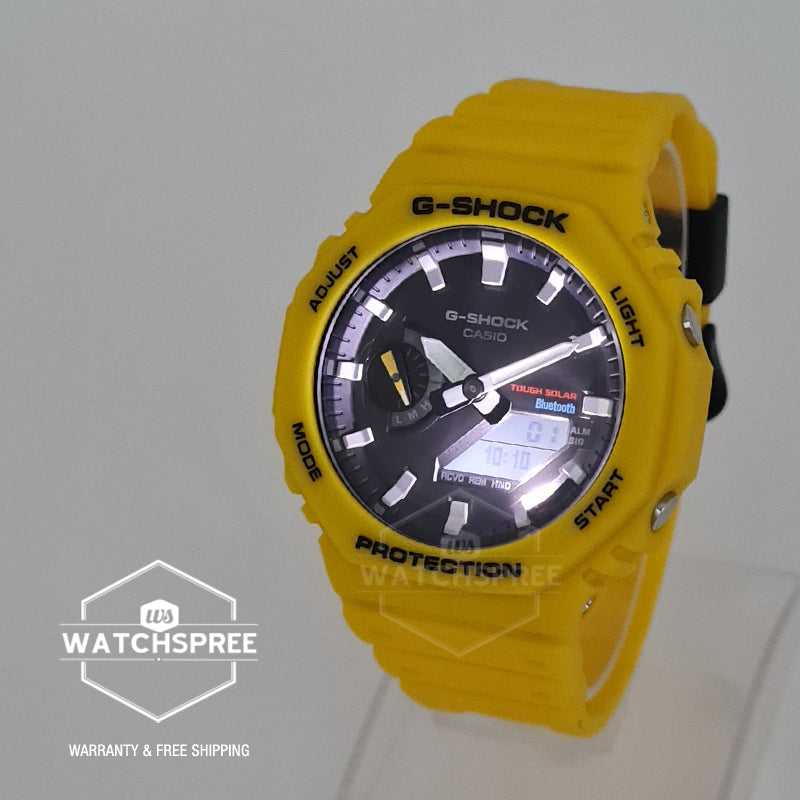 Casio G-Shock Carbon Core Guard Structure Bluetooth Solar Powered GA-2100 Lineup Yellow Resin Band Watch GAB2100C-9A GA-B2100C-9A