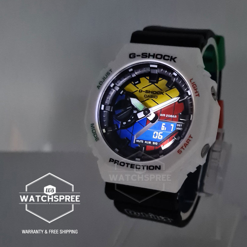 Casio G-Shock Carbon Core Guard Structure Rubik's Cube Collaboration Model Black Resin Band Watch GAE2100RC-1A GAE-2100RC-1A