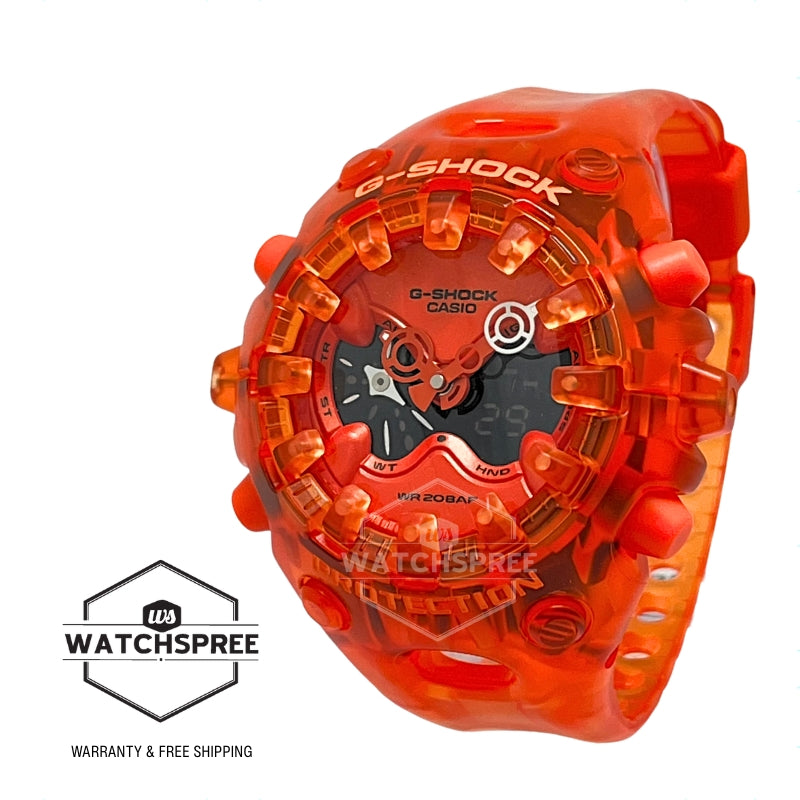 Casio G-Shock GAV-01 Lineup Transparent Pack Series Semi-Transparent Orange Resin Band Watch GAV01SKE-4A GA-V01SKE-4A