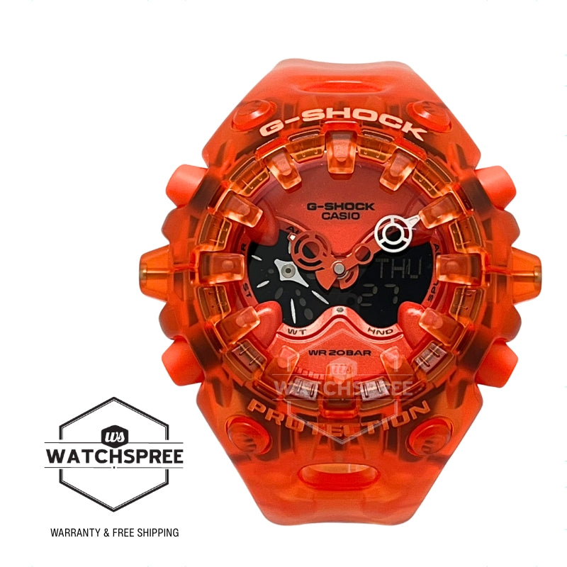 Casio G-Shock GAV-01 Lineup Transparent Pack Series Semi-Transparent Orange Resin Band Watch GAV01SKE-4A GA-V01SKE-4A