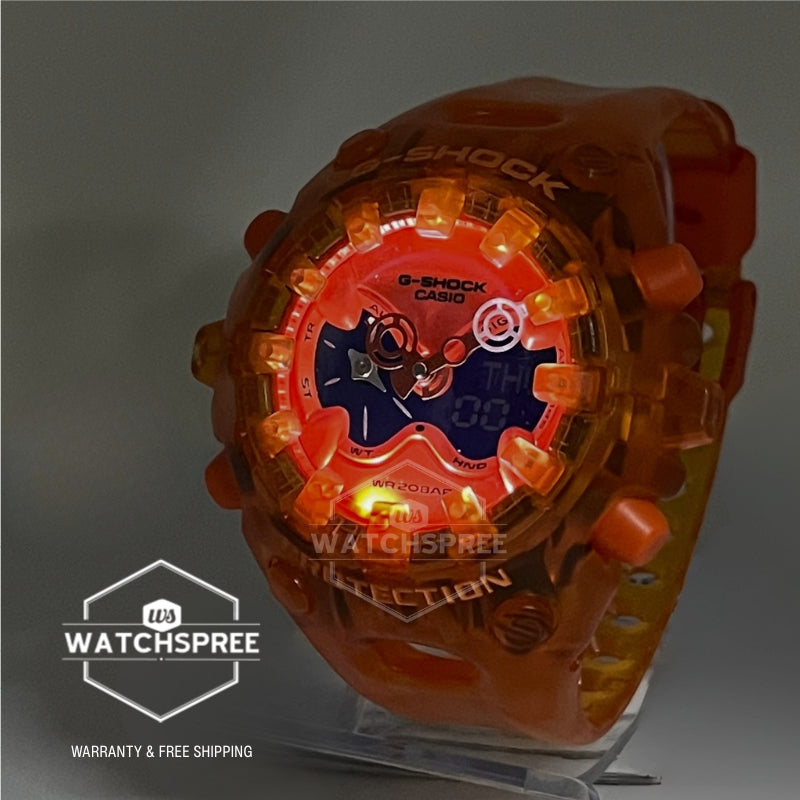 Casio G-Shock GAV-01 Lineup Transparent Pack Series Semi-Transparent Orange Resin Band Watch GAV01SKE-4A GA-V01SKE-4A