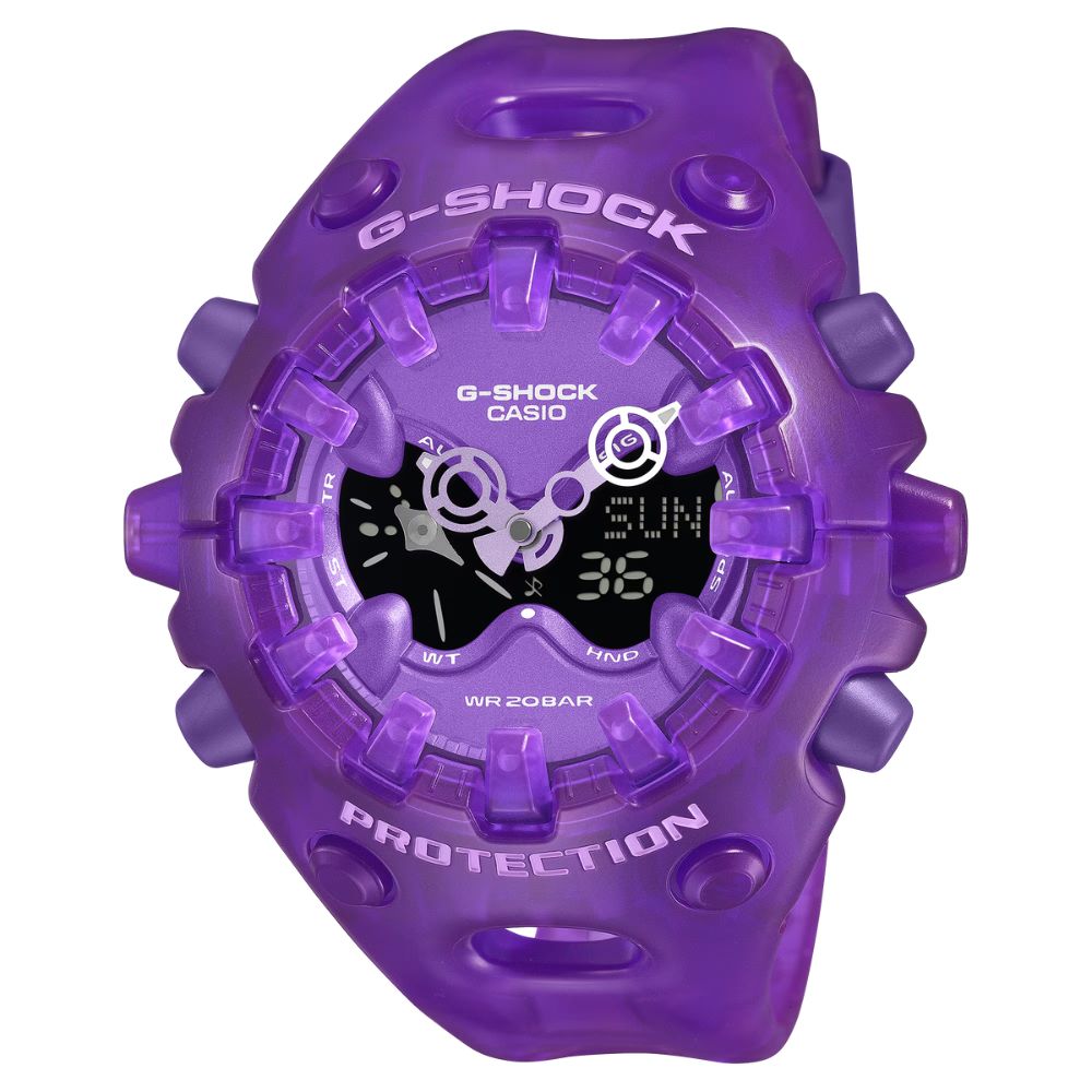 Casio G-Shock GAV-01 Lineup Transparent Pack Series Semi-Transparent Purple Resin Band Watch GAV01SKE-6A GA-V01SKE-6A