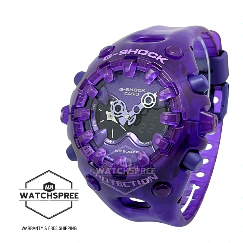 Casio G-Shock GAV-01 Lineup Transparent Pack Series Semi-Transparent Purple Resin Band Watch GAV01SKE-6A GA-V01SKE-6A