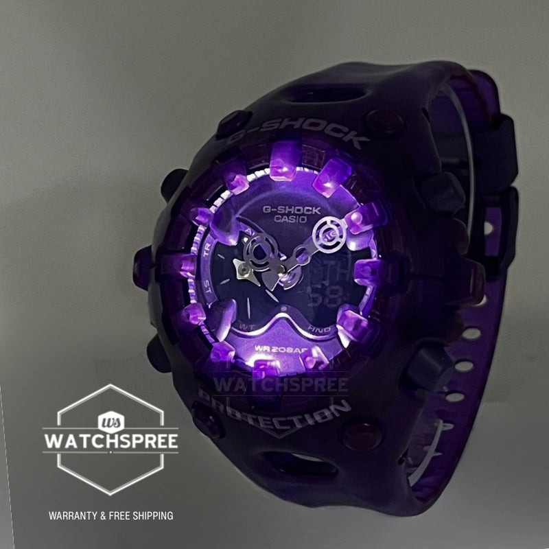 Casio G-Shock GAV-01 Lineup Transparent Pack Series Semi-Transparent Purple Resin Band Watch GAV01SKE-6A GA-V01SKE-6A