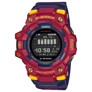 Casio G-Shock G-SQUAD Bluetooth¨ Matchday FC Barcelona Collaboration Limited Model Blue and Garnet Resin Band Watch GBD100BAR-4D GBD-100BAR-4D GBD-100BAR-4