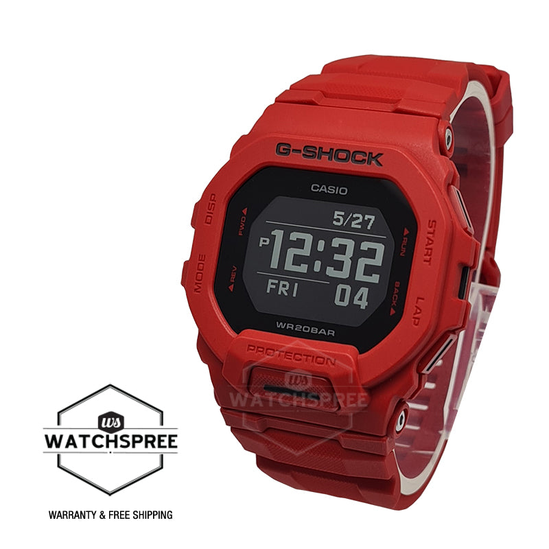 Casio G-Shock G-SQUAD Bluetooth¨ Red Resin Band Watch GBD200RD-4D GBD-200RD-4D GBD-200RD-4