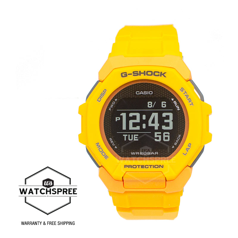 Casio G-Shock GBD-300 Lineup Sports Oriented G-SQUAD Bluetooth Bio-Based Yellow Band Watch GBD300-9D GBD-300-9D GBD-300-9