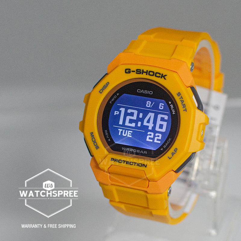 Casio G-Shock GBD-300 Lineup Sports Oriented G-SQUAD Bluetooth Bio-Based Yellow Band Watch GBD300-9D GBD-300-9D GBD-300-9