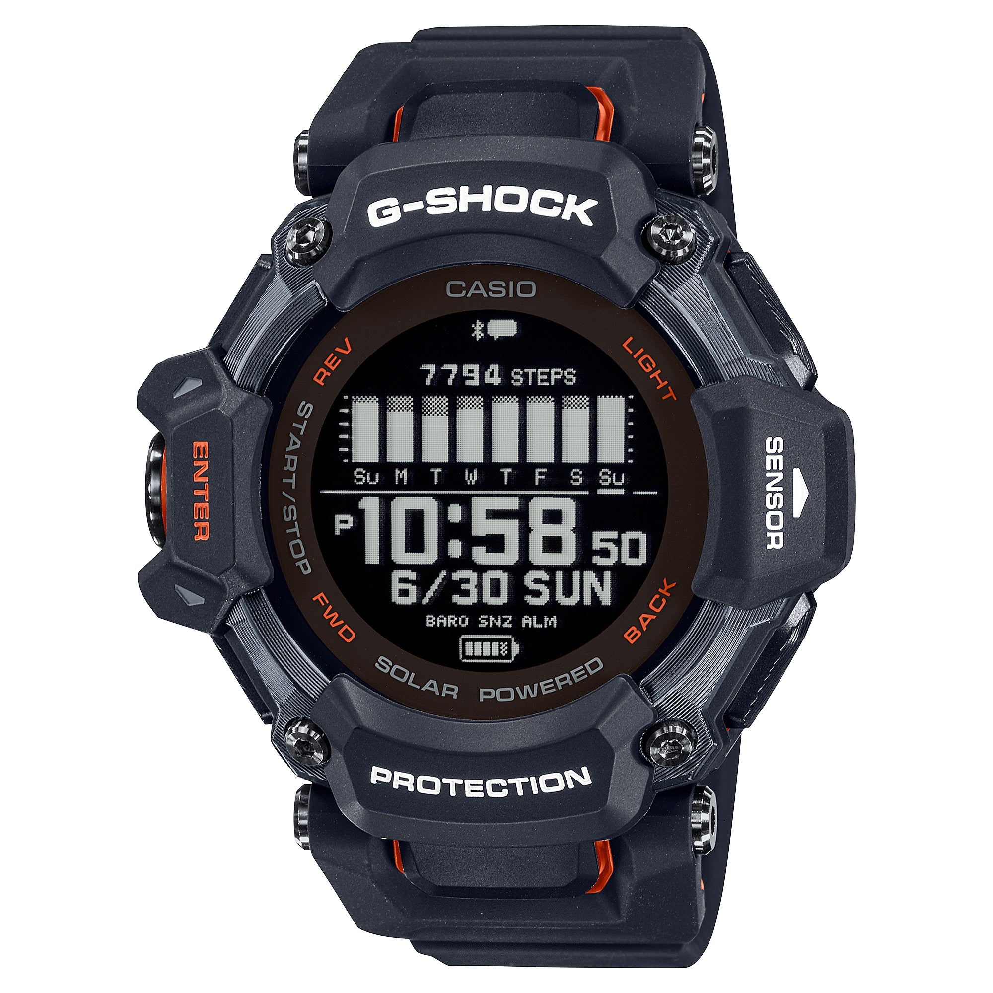 Casio G-Shock GBD-H2000 Lineup G-SQUAD Bluetooth® Tough Solar Multi-Sport Series Bio-Based Black Resin Band Watch GBDH2000-1A GBD-H2000-1A