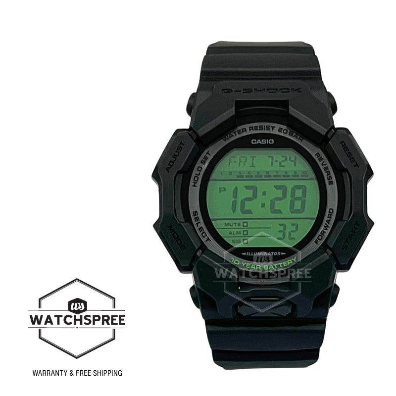 Casio G-Shock GD-010 Lineup Black And Electro Green Series Carbon Core Guard Structure Bio-Based Black Resin Band Watch GD010BEG-1D GD-010BEG-1D GD-010BEG-1