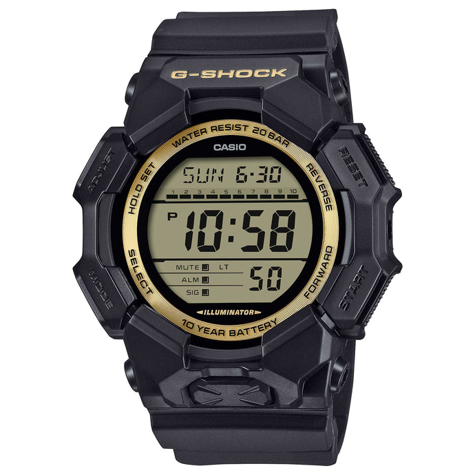 Casio G-Shock GD-010 Lineup Gold and Black Series Carbon Core Guard Structure Bio-Based Black Resin Band Watch GD010GB-1A9 GD-010GB-1A9