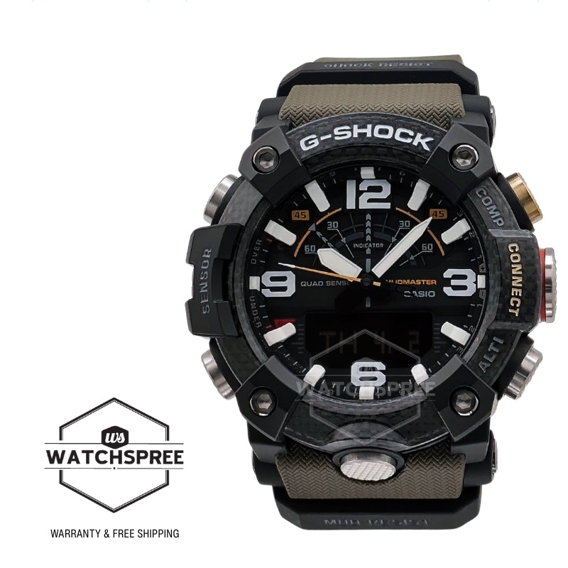 Casio G-Shock Master of G - Land Mudmaster Bluetooth Bio-Based Army Green Resin Band Watch GGB100X-1A3 GG-B100X-1A3