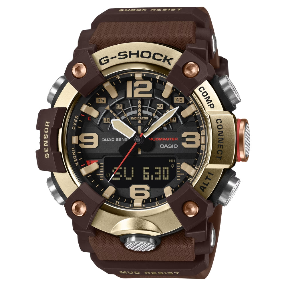Casio G-Shock Master of G - Land Mudmaster Master In Horizon Gold Series Bluetooth© Bio-Based Dark Brown Resin Band Watch GGB100XMH-5A GG-B100XMH-5A