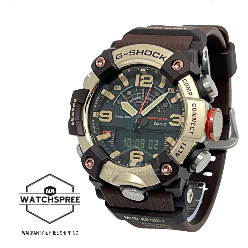 Casio G-Shock Master of G - Land Mudmaster Master In Horizon Gold Series Bluetooth© Bio-Based Dark Brown Resin Band Watch GGB100XMH-5A GG-B100XMH-5A