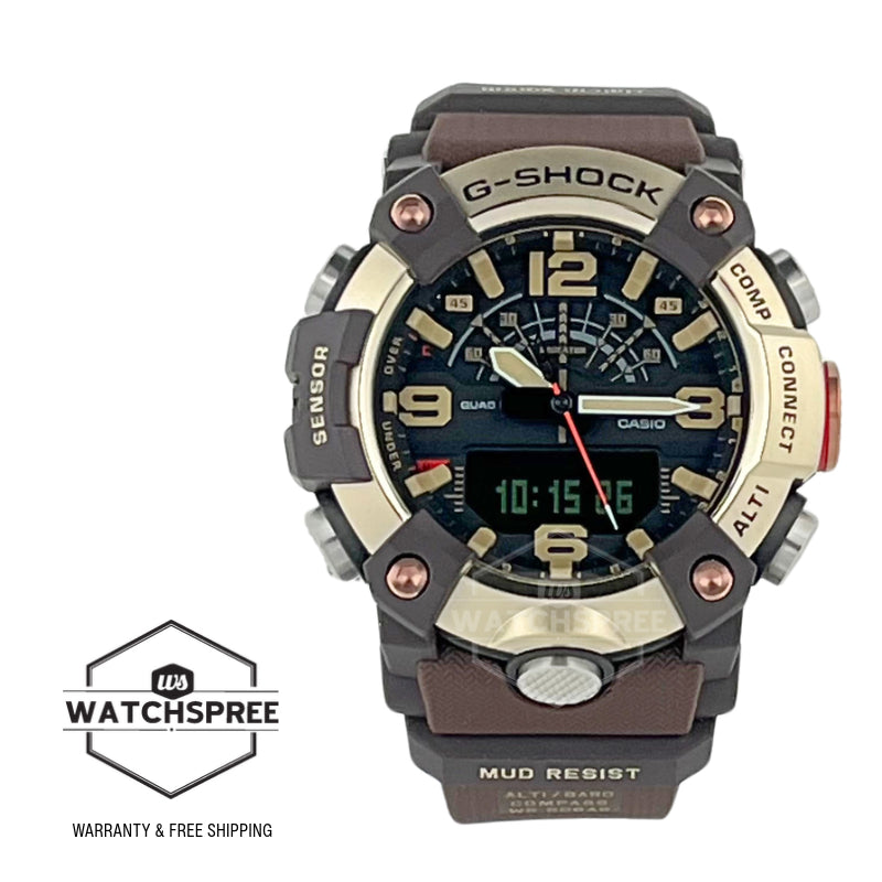 Casio G-Shock Master of G - Land Mudmaster Master In Horizon Gold Series Bluetooth© Bio-Based Dark Brown Resin Band Watch GGB100XMH-5A GG-B100XMH-5A