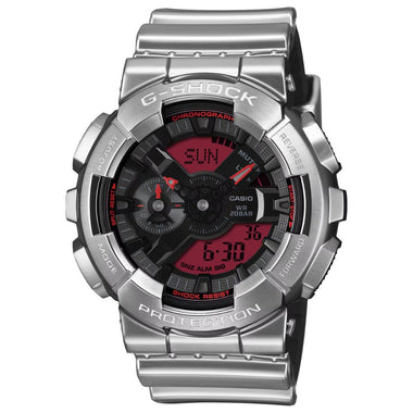Casio G-Shock G-Steel GM-110 Lineup Fine Metallic Series Silver Resin Band Watch GM110YRA-8A GM-110YRA-8A
