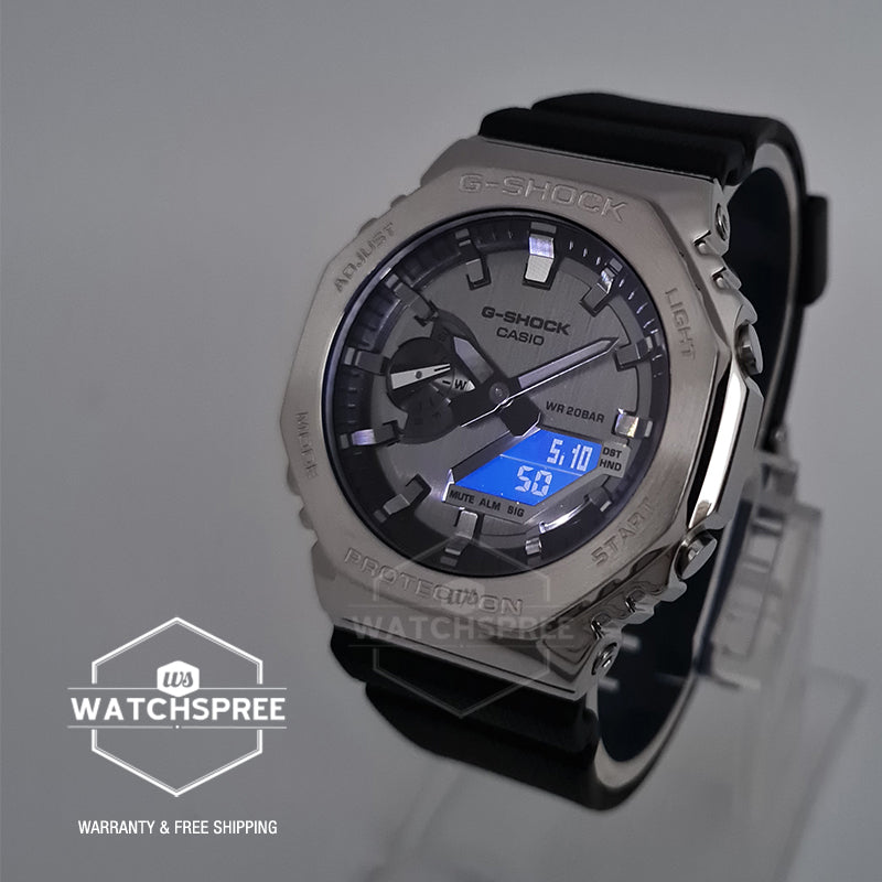 Casio G-Shock Standard-Bearer Metal-Clad Octagonal Black Resin Band Watch GM2100-1A GM-2100-1A