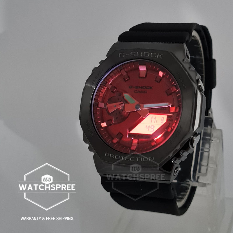 Casio G-Shock Standard-Bearer Metal-Clad Octagonal Black Resin Band Watch GM2100B-4A GM-2100B-4A
