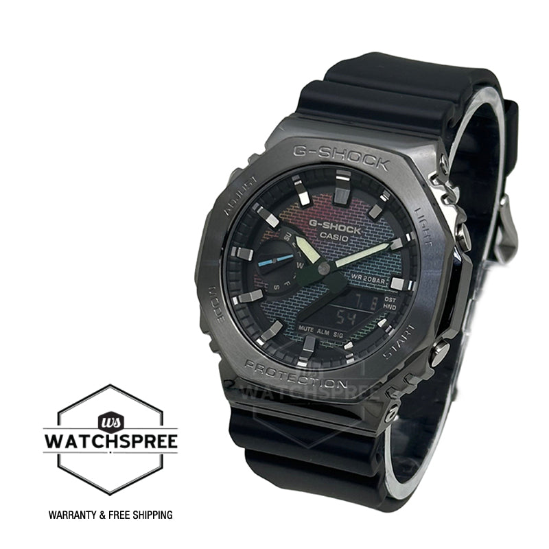 Casio G-Shock G-Steel GM-2100 Lineup Rainbow Brick Wall Series Bio-Based Black Resin Band Watch GM2100BRW-1A GM-2100BRW-1A