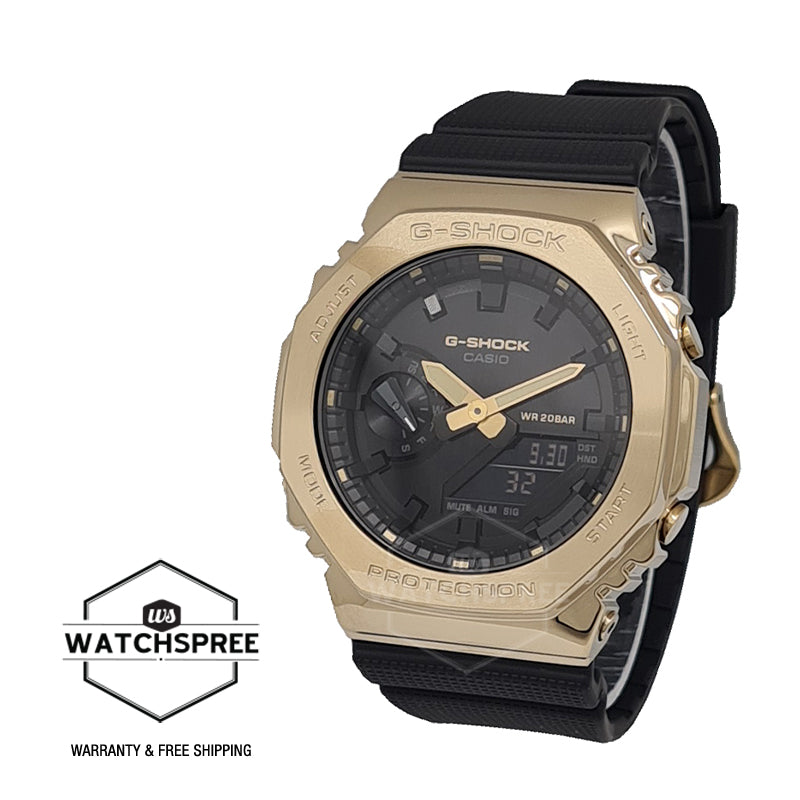 Casio G-Shock Standard-Bearer Metal-Clad Octagonal Black Resin Band Watch GM2100G-1A9 GM-2100G-1A9