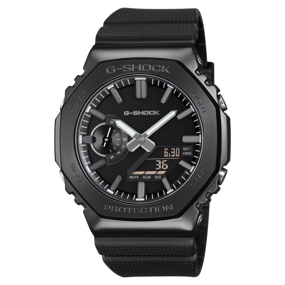 Casio G-Shock G-Steel GM-2100 Lineup Luxe Black Series Bio-Based Black Resin Band Watch GM2100LXB-1A GM-2100LXB-1A