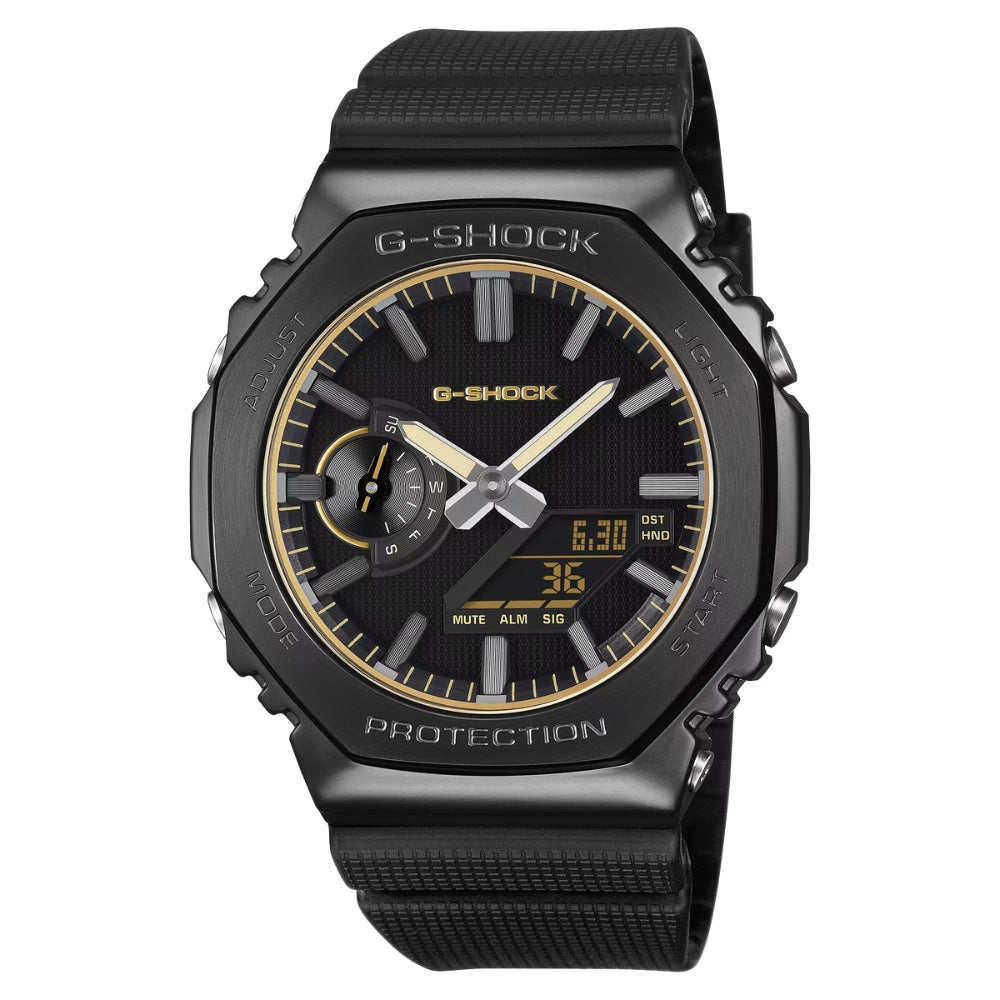 Casio G-Shock G-Steel GM-2100 Lineup Luxe Black Series Bio-Based Black Resin Band Watch GM2100LXB-1A9 GM-2100LXB-1A9