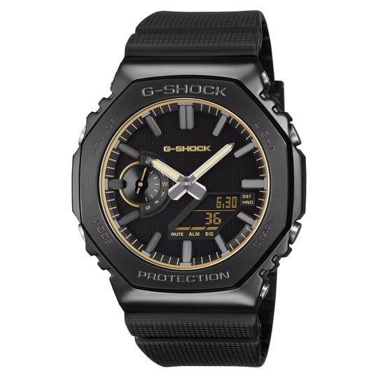 Casio G-Shock G-Steel GM-2100 Lineup Luxe Black Series Bio-Based Black Resin Band Watch GM2100LXB-1A9 GM-2100LXB-1A9