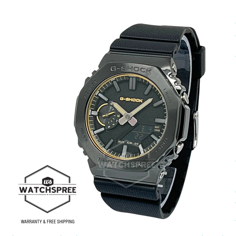 Casio G-Shock G-Steel GM-2100 Lineup Luxe Black Series Bio-Based Black Resin Band Watch GM2100LXB-1A9 GM-2100LXB-1A9