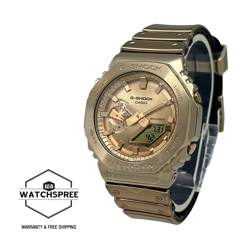 Casio G-Shock G-Steel GM-2100 Lineup Fine Metallic Series Gold Resin Band Watch GM2100YMG-9A9 GM-2100YMG-9A9