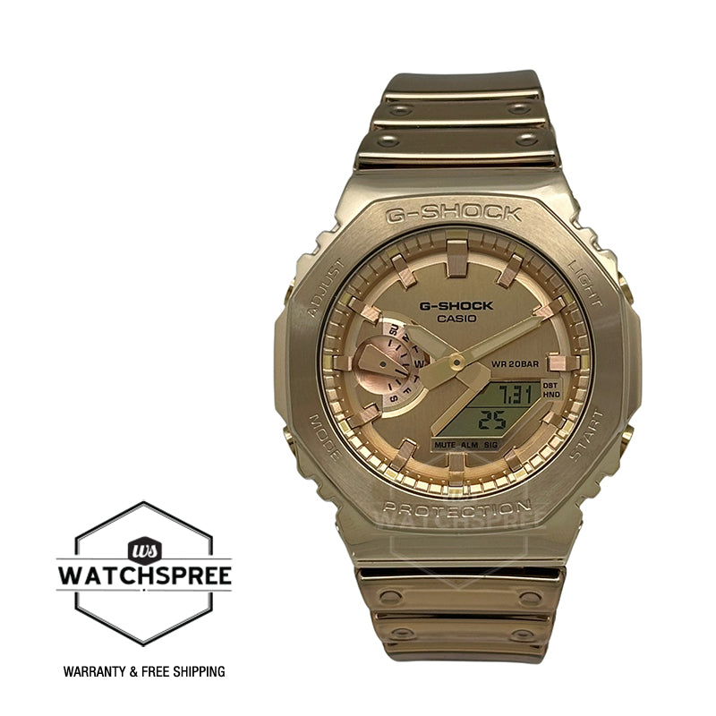 Casio G-Shock G-Steel GM-2100 Lineup Fine Metallic Series Gold Resin Band Watch GM2100YMG-9A9 GM-2100YMG-9A9