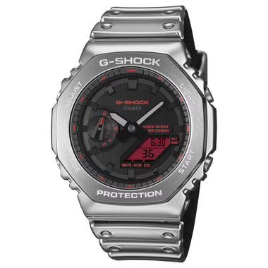 Casio G-Shock G-Steel GM-2100 Lineup Fine Metallic Series Silver Resin Band Watch GM2100YRA-8A GM-2100YRA-8A