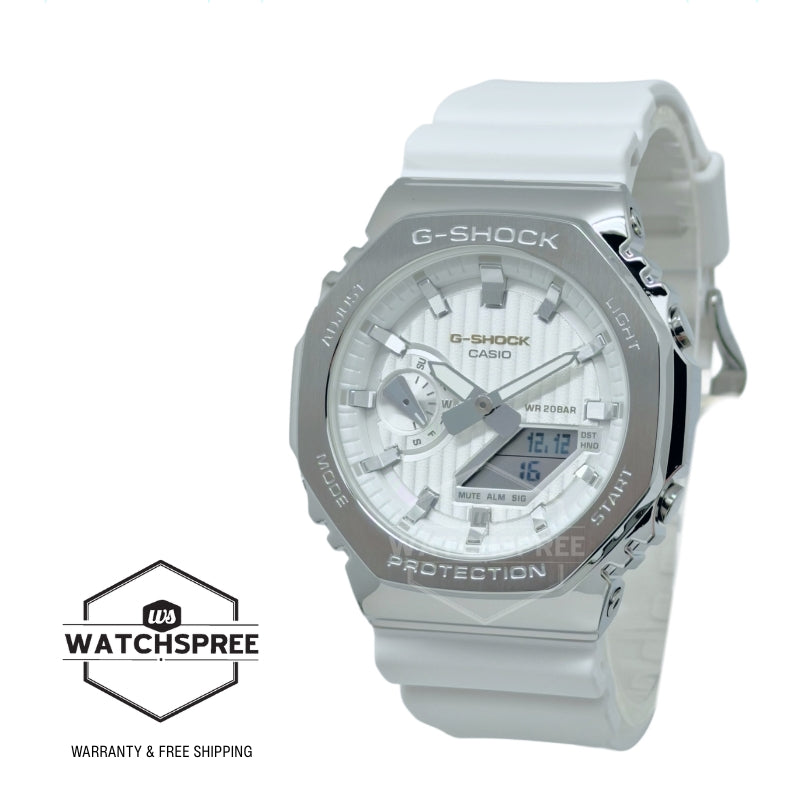 Casio G-Shock G-Steel GM-2100 Lineup Precious Heart Seasonal Collection 2025 Bio-Based White Resin Band Watch GM2110SH-7A GM-2110SH-7A