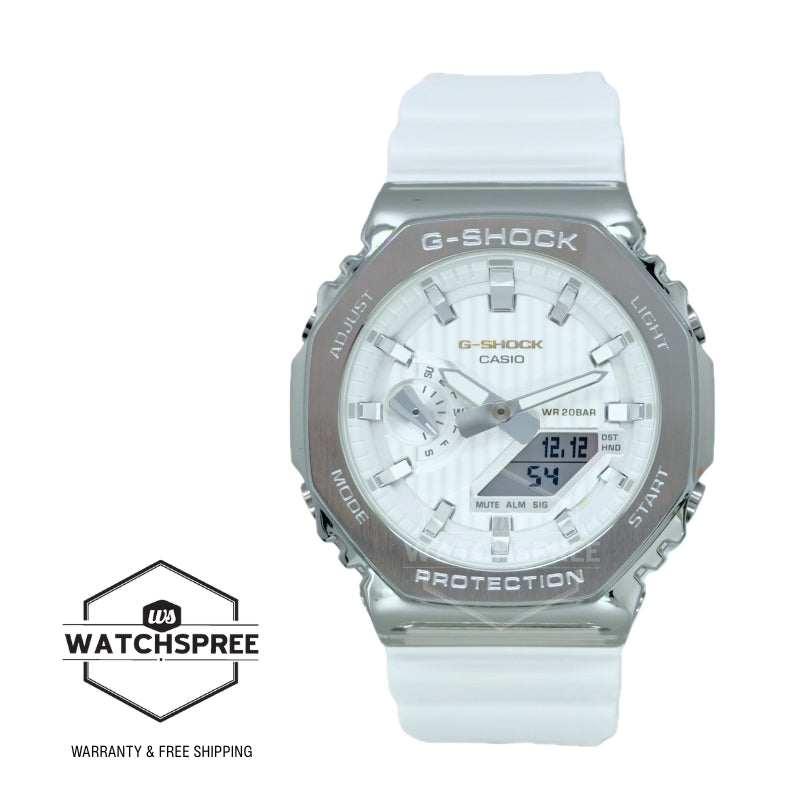 Casio G-Shock G-Steel GM-2100 Lineup Precious Heart Seasonal Collection 2025 Bio-Based White Resin Band Watch GM2110SH-7A GM-2110SH-7A