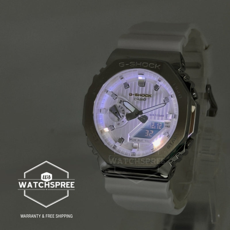 Casio G-Shock G-Steel GM-2100 Lineup Precious Heart Seasonal Collection 2025 Bio-Based White Resin Band Watch GM2110SH-7A GM-2110SH-7A