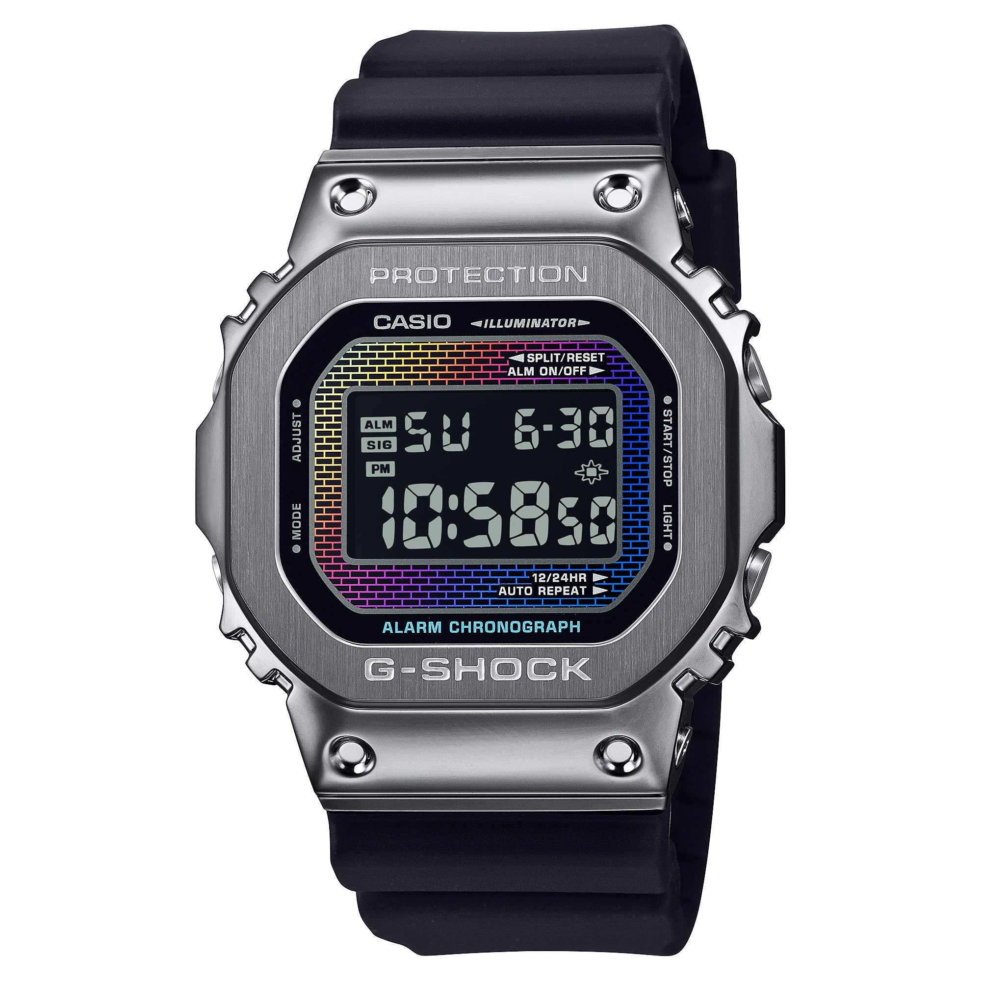 Casio G-Shock G-Steel GM-5600 Lineup Rainbow Brick Wall Series Bio-Based Black Resin Band Watch GM5600BRW-1D GM-5600BRW-1D GM-5600BRW-1