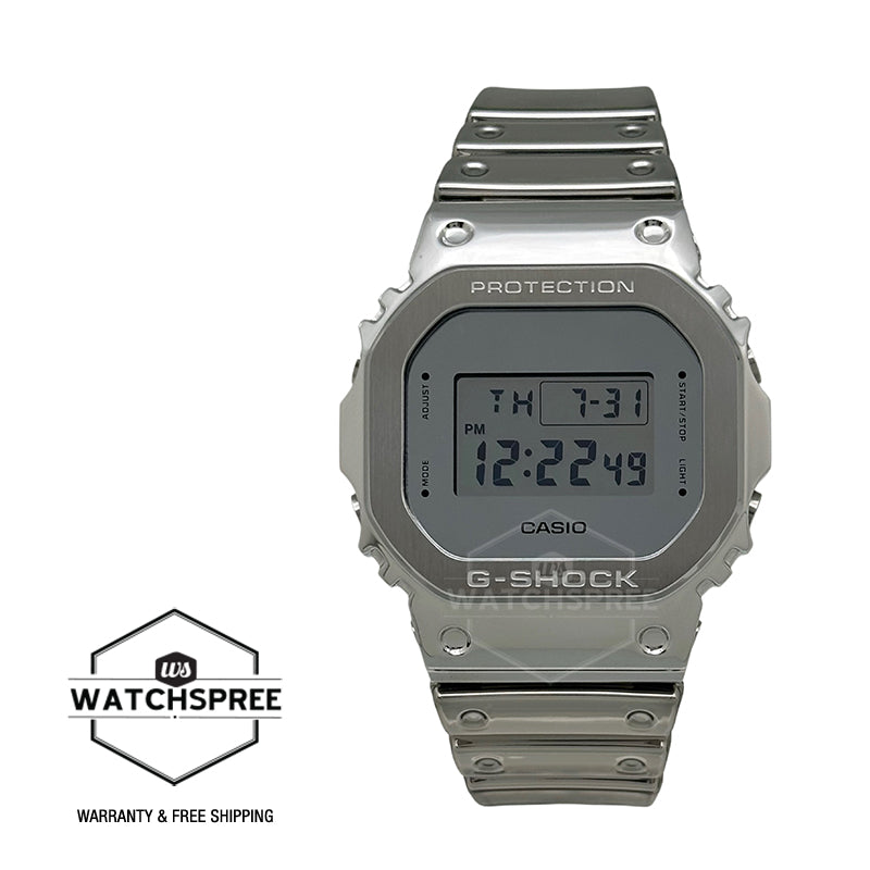 Casio G-Shock G-Steel GM-5600 Lineup Fine Metallic Series Silver Resin Band Watch GM5600YM-8A8 GM-5600YM-8A8