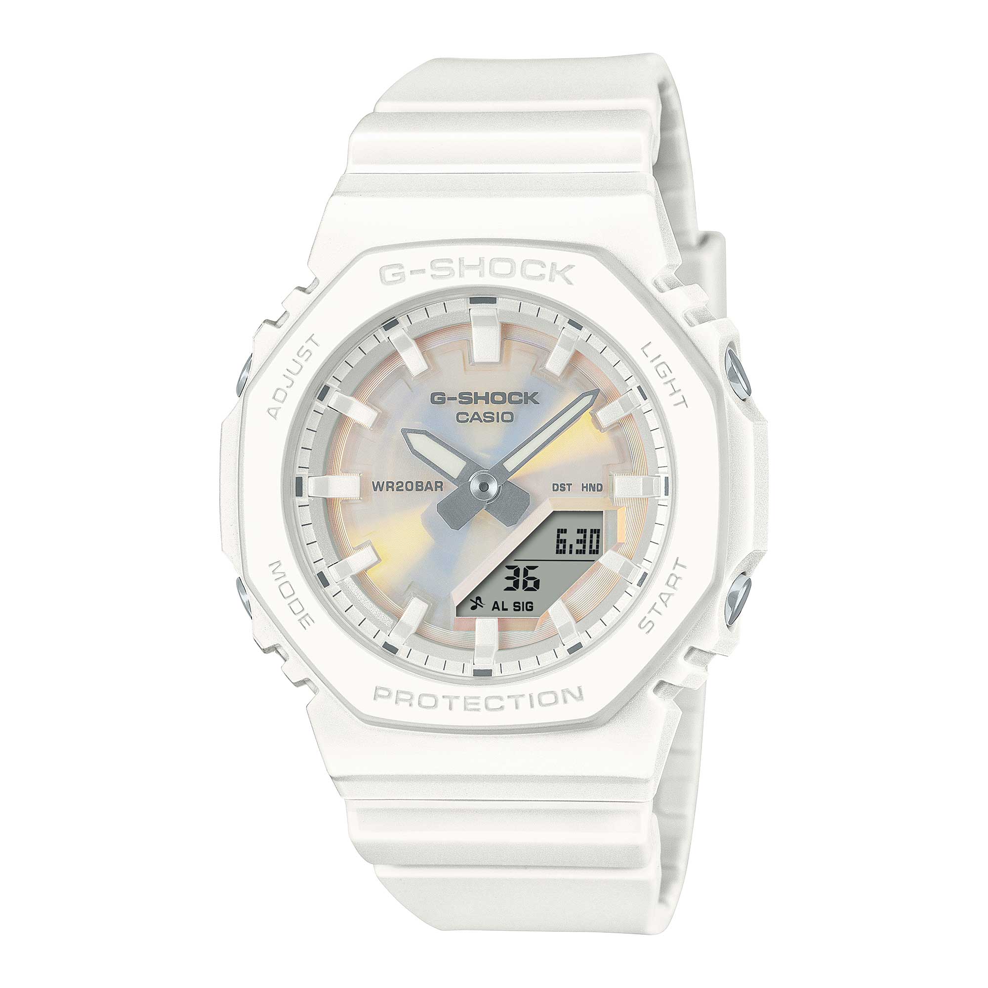 Casio G-Shock for Ladies' Polarized Color Series Bio-Based Matte White Resin Band Watch GMA-P2100PC-7A