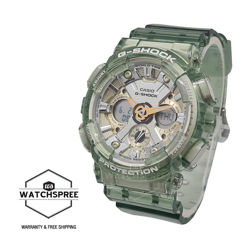 Casio G-Shock for Ladies' See-Through Subtle Green Resin Band Watch GMAS120GS-3A GMA-S120GS-3A