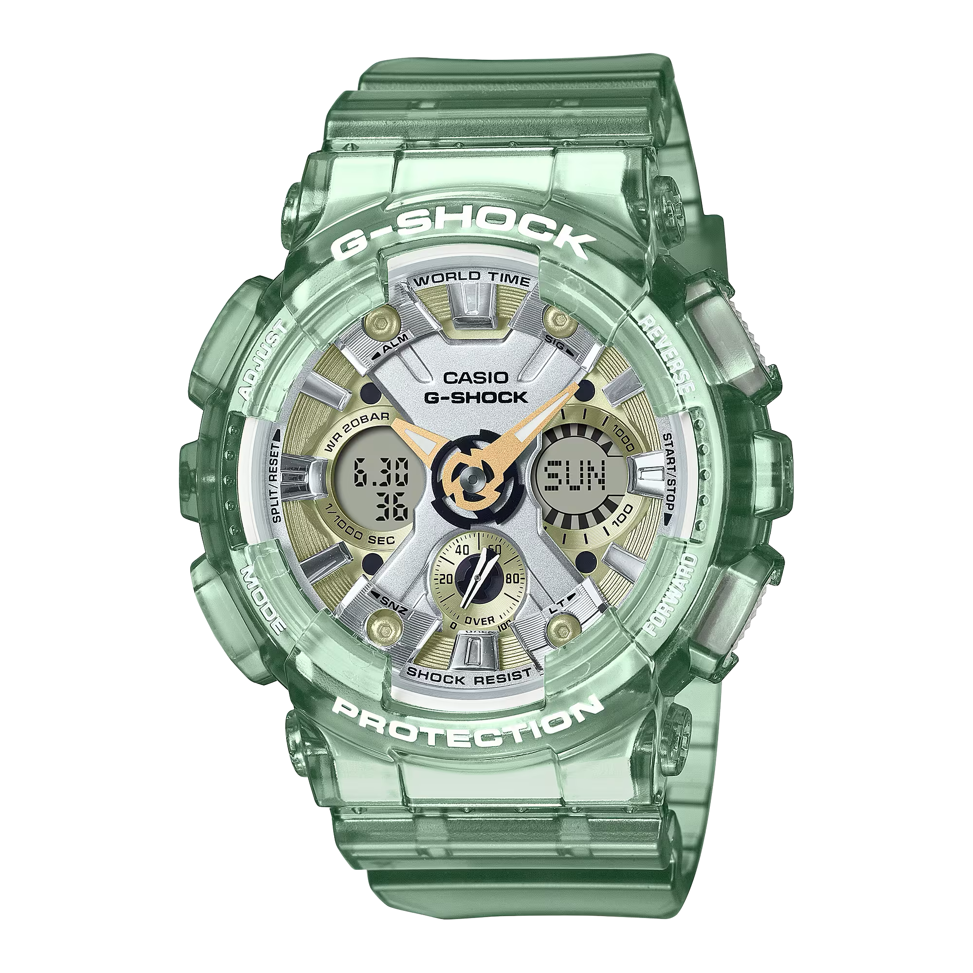 Casio G-Shock for Ladies' See-Through Subtle Green Resin Band Watch GMAS120GS-3A GMA-S120GS-3A