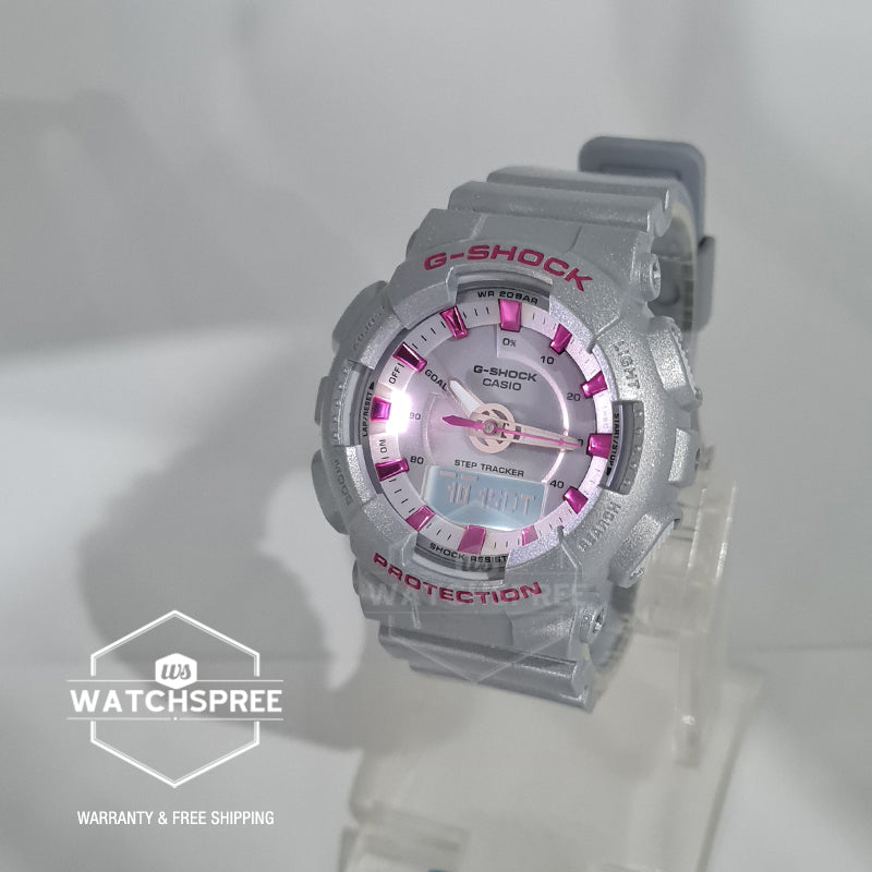 Casio G-Shock S Series for Ladies' GA-130 Lineup Glossy Grey Resin Band Watch GMAS130NP-8A GMA-S130NP-8A