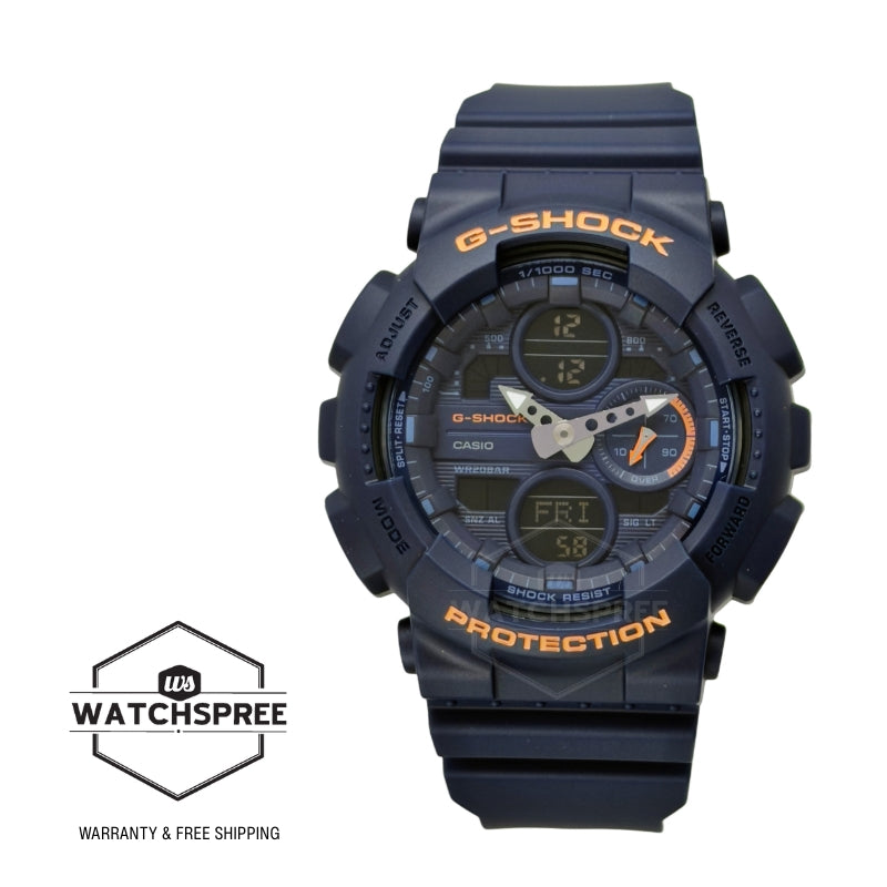 Casio G-Shock for Ladies' GA-140 Lineup Bio-Based Matte Navy Resin Band Watch GMAS140-2A2 GMA-S140-2A2