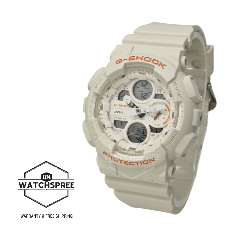 Casio G-Shock for Ladies' GA-140 Lineup Bio-Based Matte Off-White Resin Band Watch GMAS140-7A GMA-S140-7A
