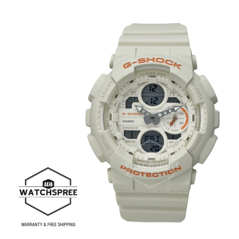 Casio G-Shock for Ladies' GA-140 Lineup Bio-Based Matte Off-White Resin Band Watch GMAS140-7A GMA-S140-7A
