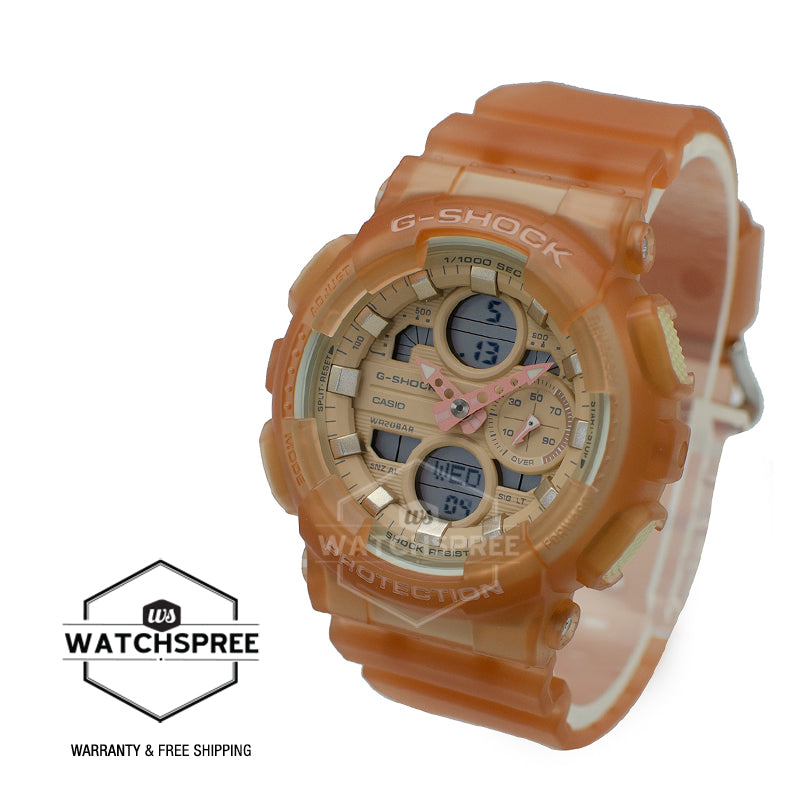 Casio G-Shock S Series for Ladies' GA-140 Lineup Semi-Transparent Beige Resin Band Watch GMAS140NC-5A1 GMA-S140NC-5A1
