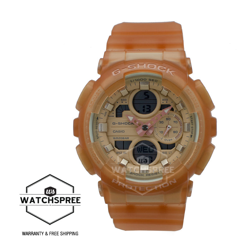 Casio G-Shock S Series for Ladies' GA-140 Lineup Semi-Transparent Beige Resin Band Watch GMAS140NC-5A1 GMA-S140NC-5A1