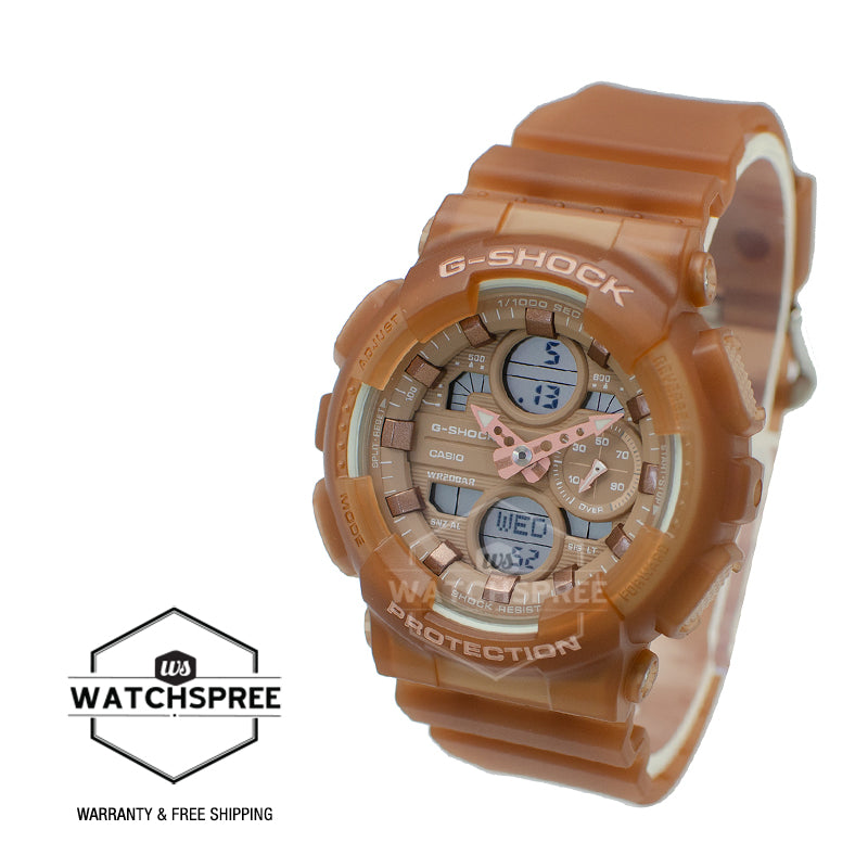 Casio G-Shock S Series for Ladies' GA-140 Lineup Semi-Transparent Brown Resin Band Watch GMAS140NC-5A2 GMA-S140NC-5A2
