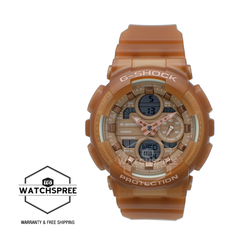 Casio G-Shock S Series for Ladies' GA-140 Lineup Semi-Transparent Brown Resin Band Watch GMAS140NC-5A2 GMA-S140NC-5A2