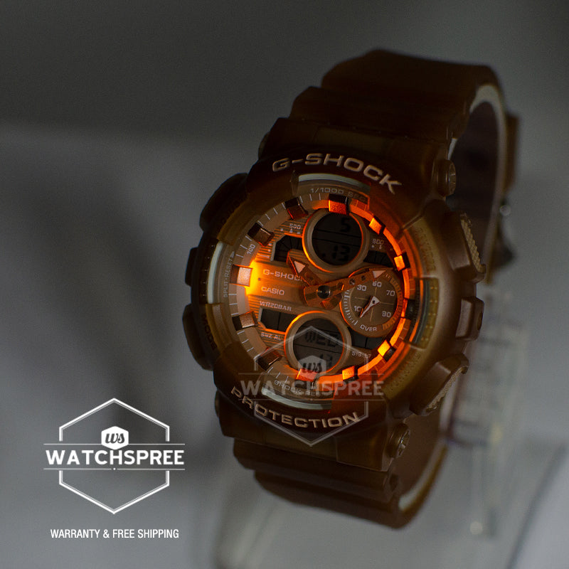Casio G-Shock S Series for Ladies' GA-140 Lineup Semi-Transparent Brown Resin Band Watch GMAS140NC-5A2 GMA-S140NC-5A2
