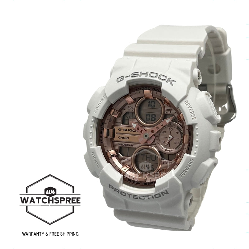 Casio G-Shock for Ladies' GA-140 Lineup Bio-Based White Resin Band Watch GMAS140PG-7A GMA-S140PG-7A