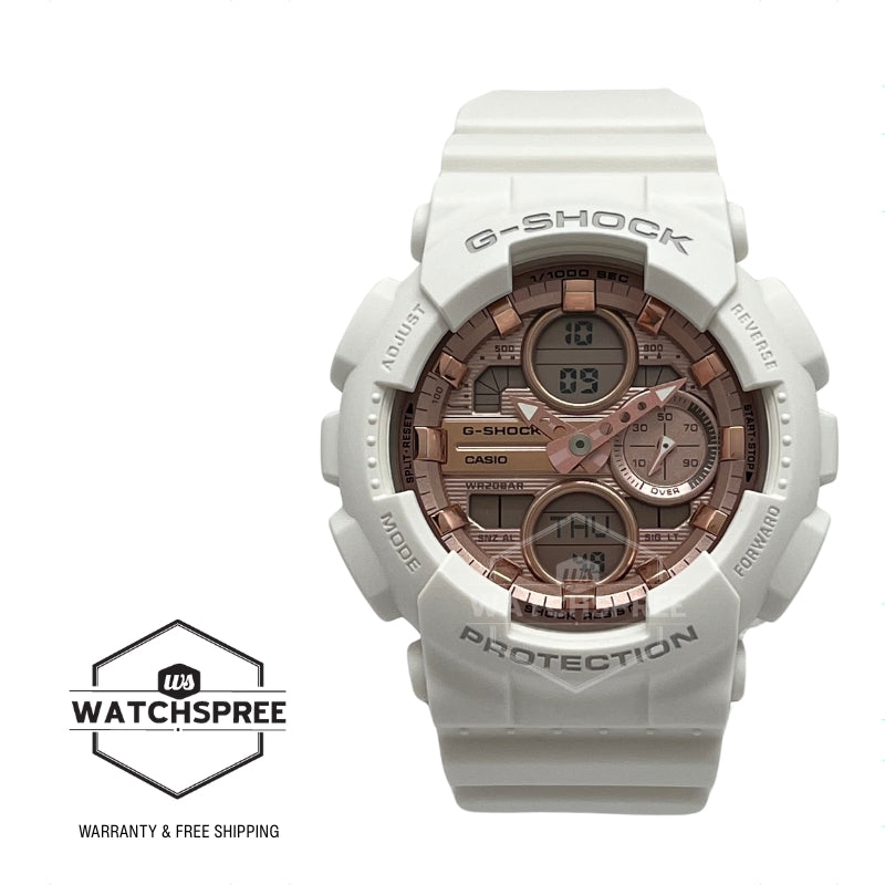 Casio G-Shock for Ladies' GA-140 Lineup Bio-Based White Resin Band Watch GMAS140PG-7A GMA-S140PG-7A